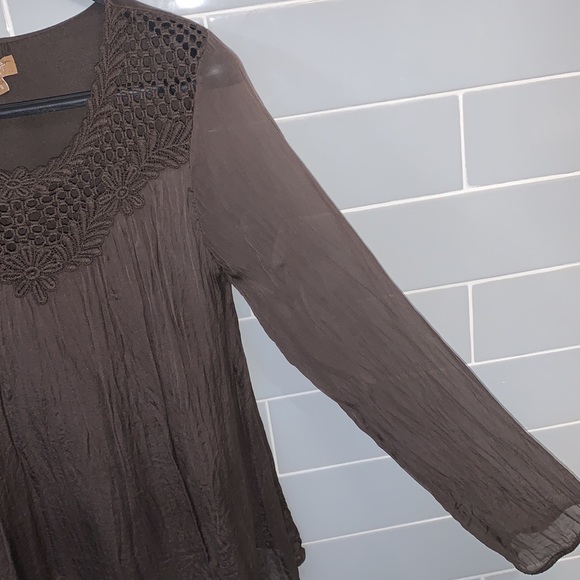 Dark Brown Carla Conti Italian Silk Blouse - Picture 7 of 14